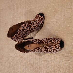 Madden Girl Animal Print Peep Toe Heeled Boots